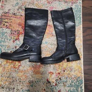 Black Knee-High Leather Boots